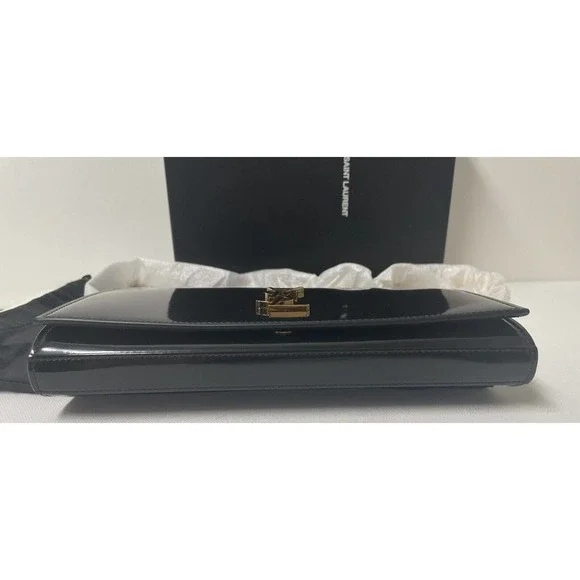 NEW SAINT LAURENT PATENT LEATHER GOLD CHAIN WALLET BAG PURSE BOX! - Picture 7 of 16